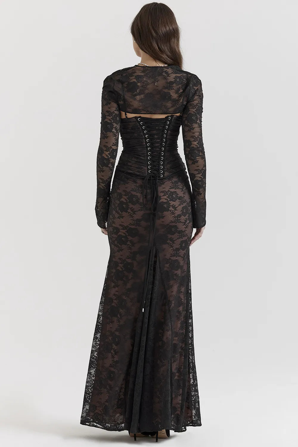Artemis Black Lace Maxi Dress