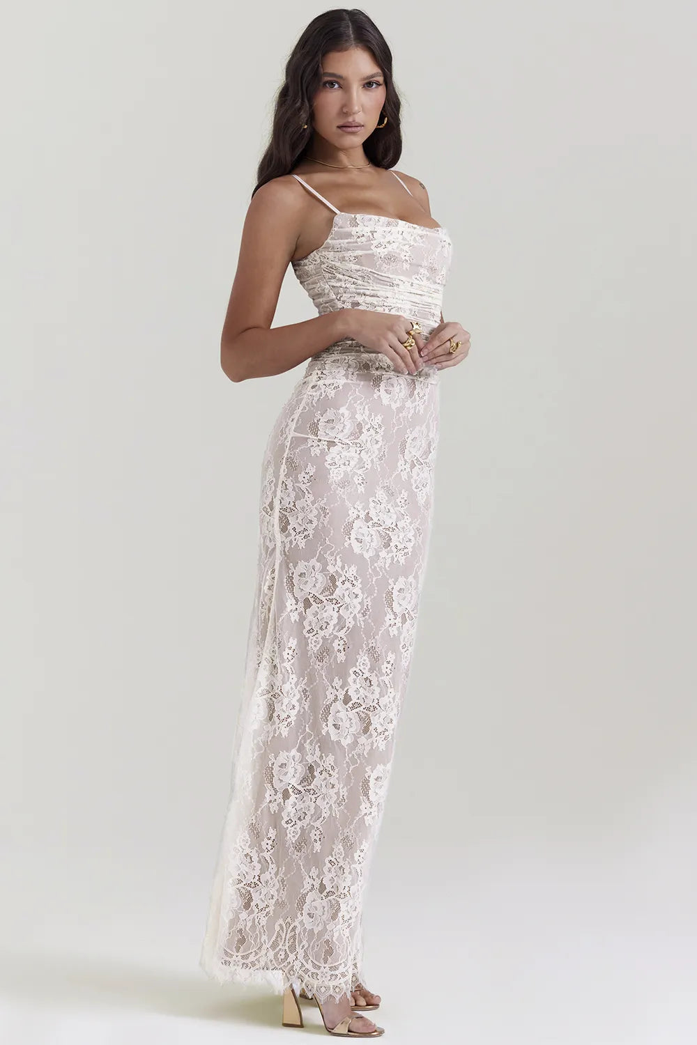 Artemis Vintage Cream Lace Maxi Dress
