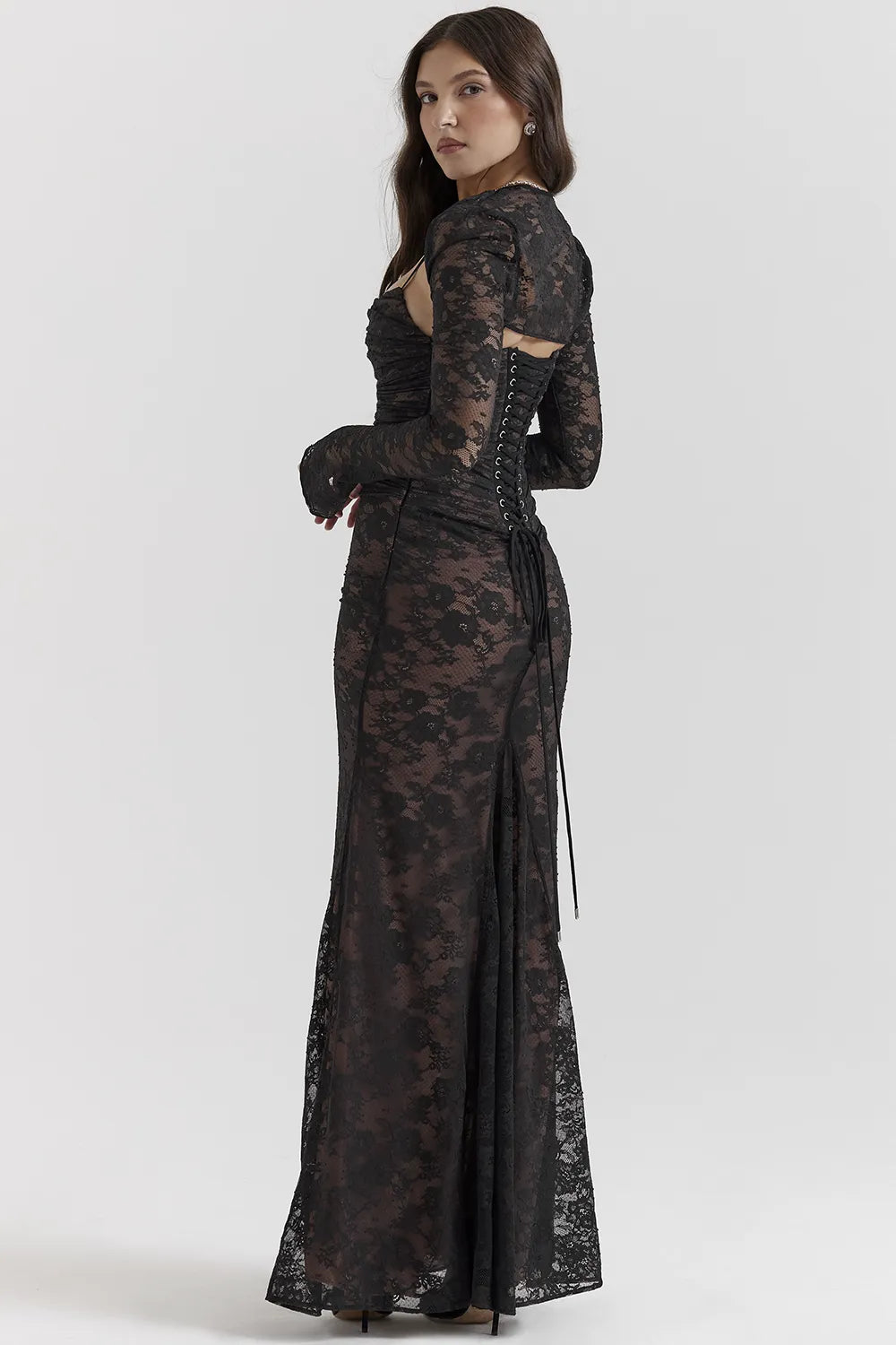 Artemis Black Lace Maxi Dress