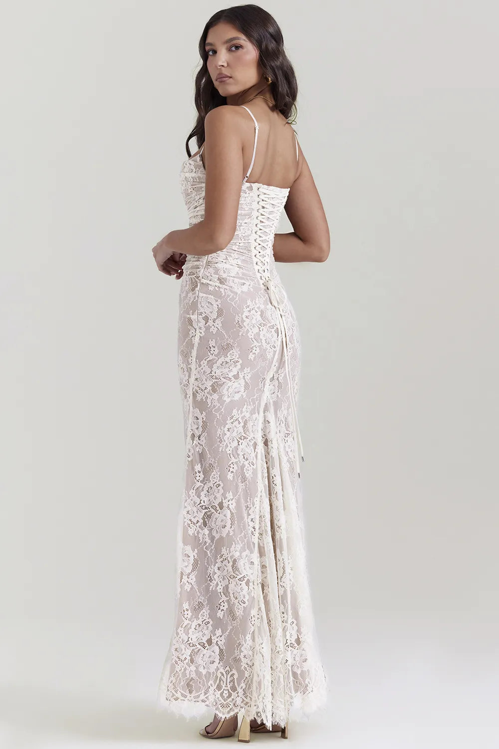 Artemis Vintage Cream Lace Maxi Dress