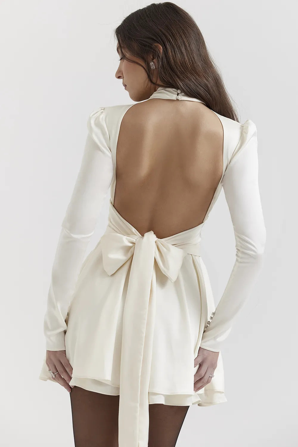 Aryana Ivory Bow Mini Dress