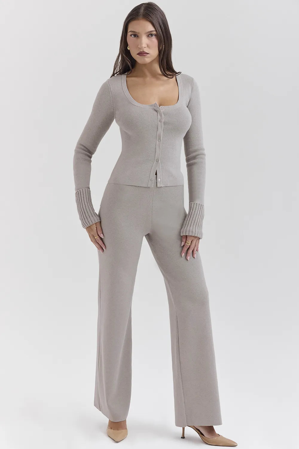 Hunter Grey Cashmere Straight Leg Trousers