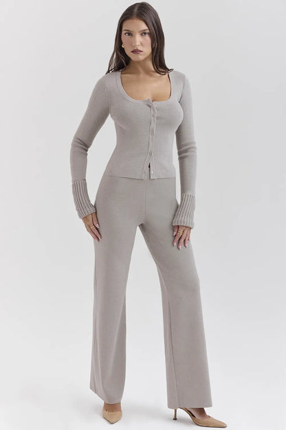 Hunter Grey Cashmere Straight Leg Trousers