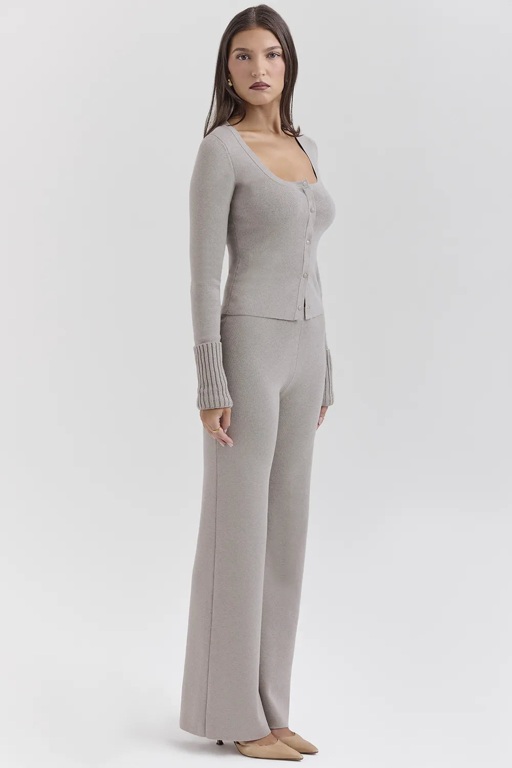 Hunter Grey Cashmere Straight Leg Trousers