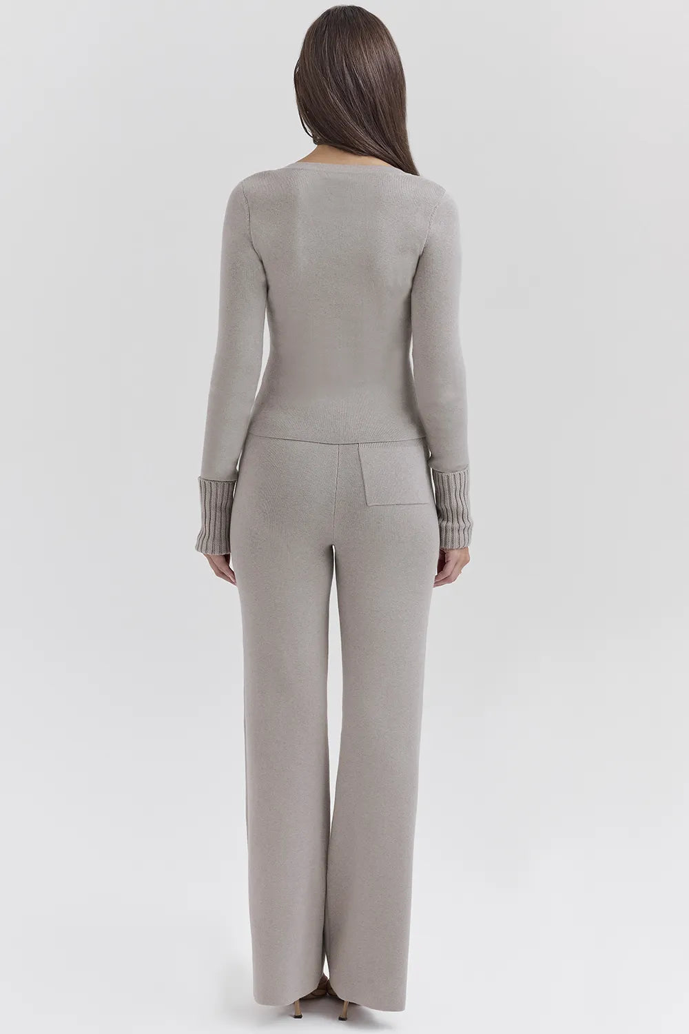 Aspen Grey Cashmere Ribbed Cuff Cardigan