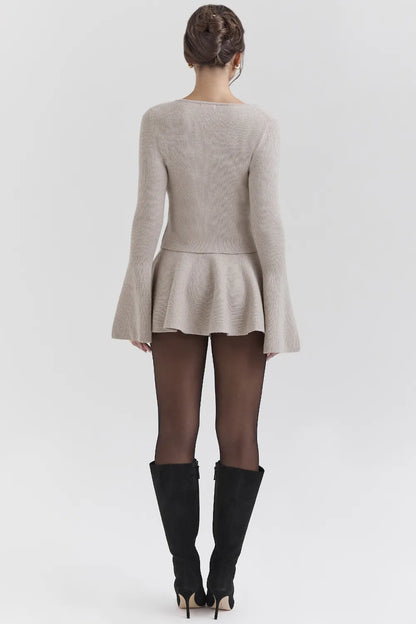 Aster Biscuit Wool Cashmere Long Sleeve Cardigan