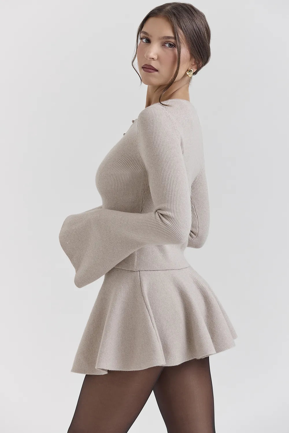 Aster Biscuit Wool Cashmere Long Sleeve Cardigan