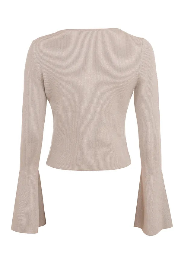 Aster Biscuit Wool Cashmere Long Sleeve Cardigan