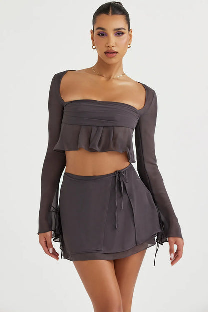 Clarice Shadow Floaty Layered Mini Skirt