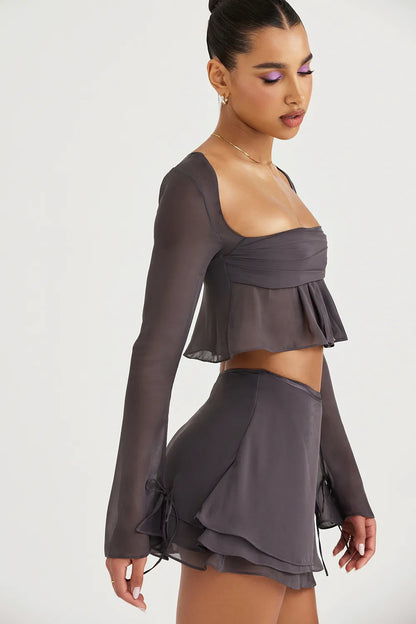 Clarice Shadow Floaty Layered Mini Skirt