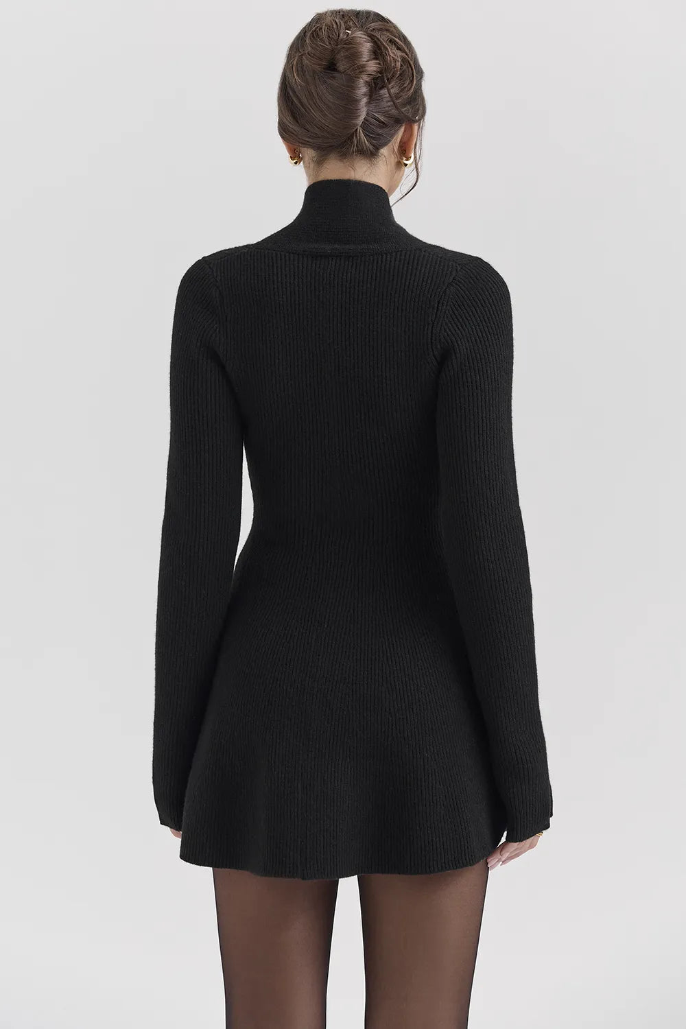 Aubrey Black Wool Knitted Cardigan Dress