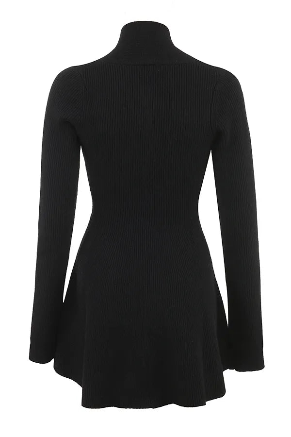 Aubrey Black Wool Knitted Cardigan Dress