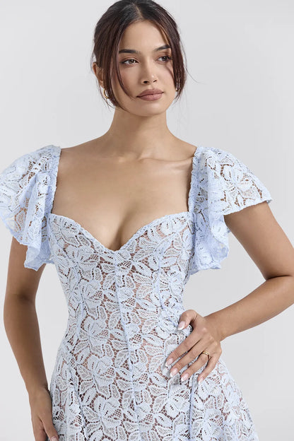 Austen Bluebell Floral Lace Midi Dress