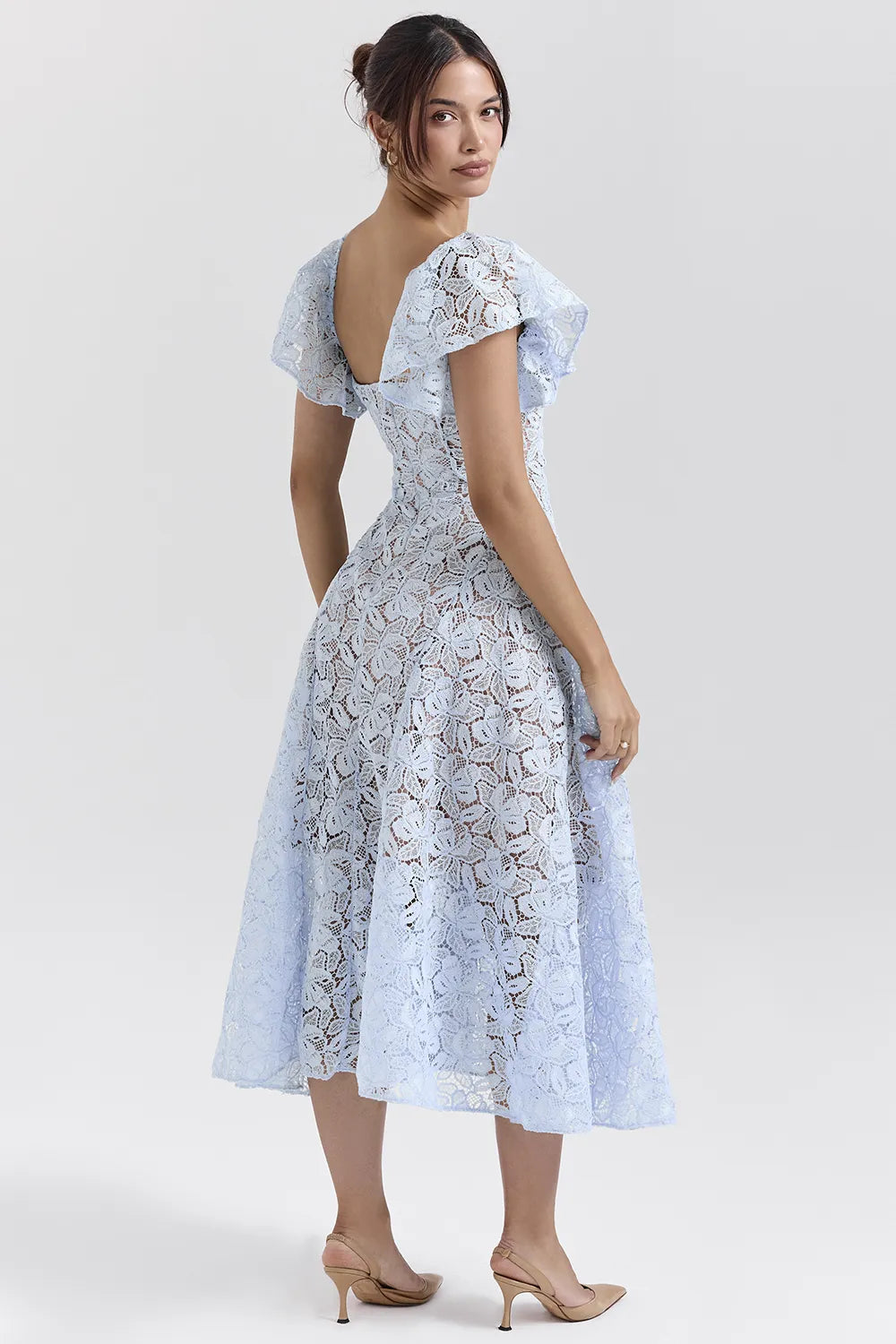 Austen Bluebell Floral Lace Midi Dress