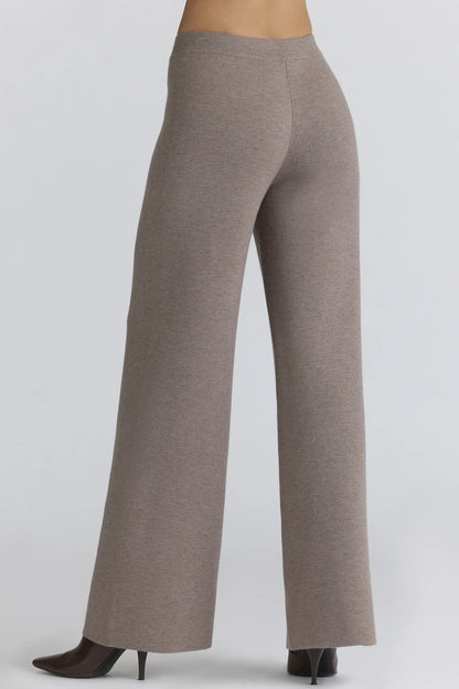 Avery Taupe Wool Wide Leg Trousers