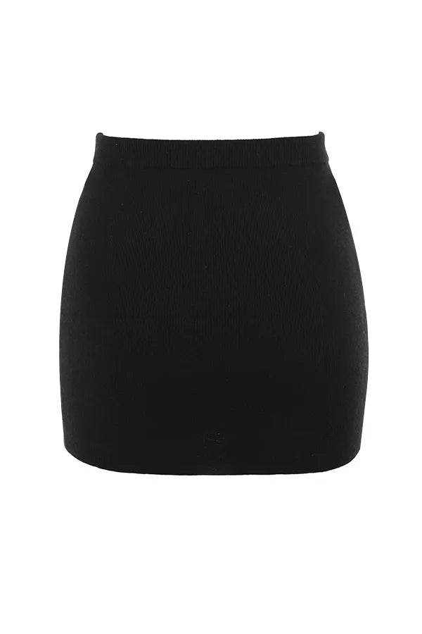 Avril Black Cashmere Mini Skirt