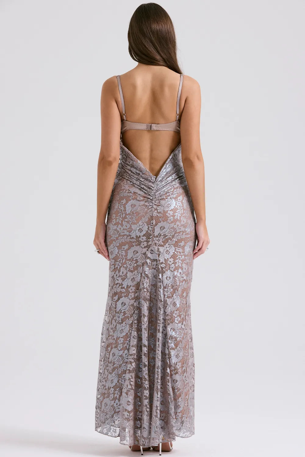 Azzurra Ice Blue Lace Godet Gown