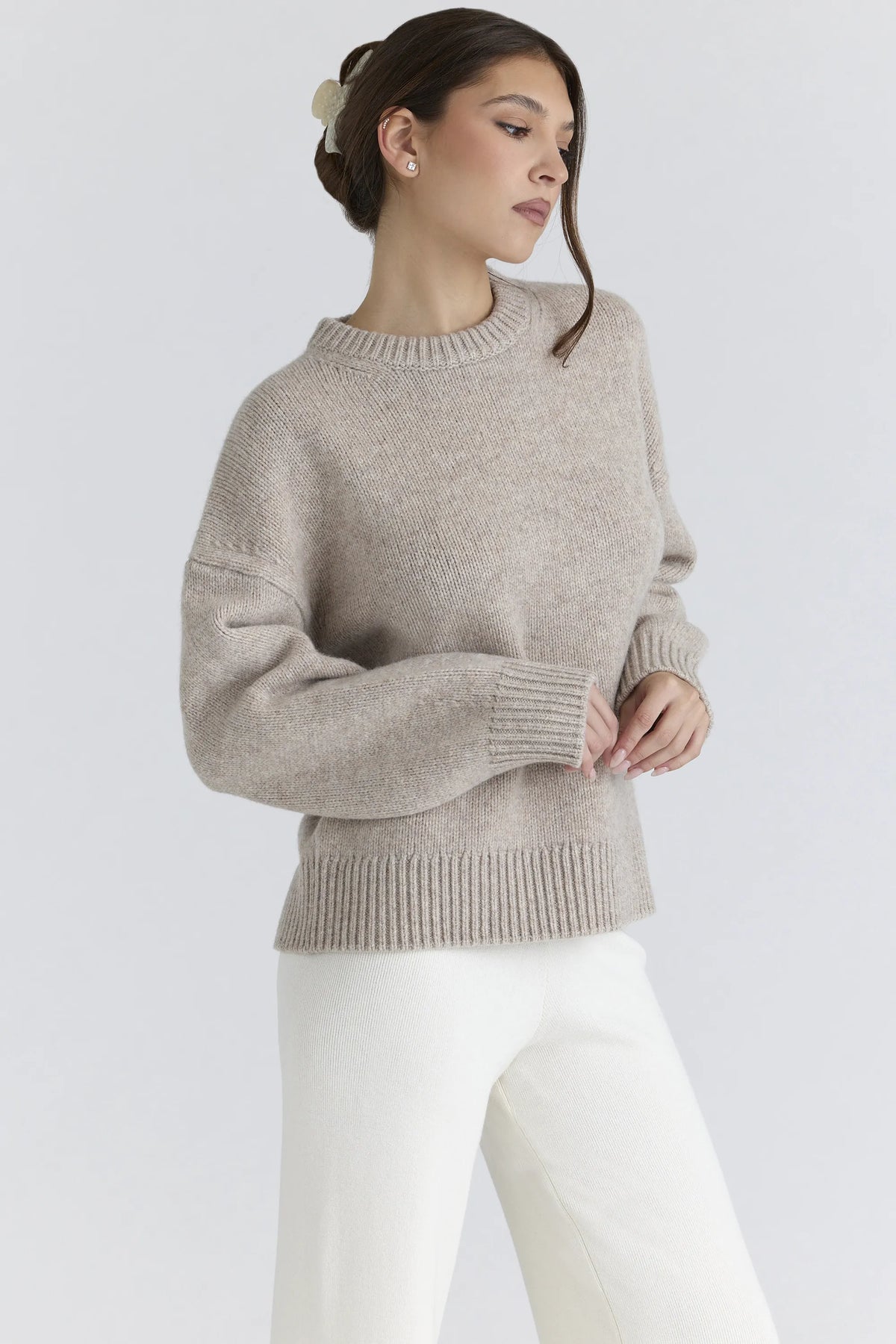 Bear Oatmeal Wool Chunky Knit Sweater