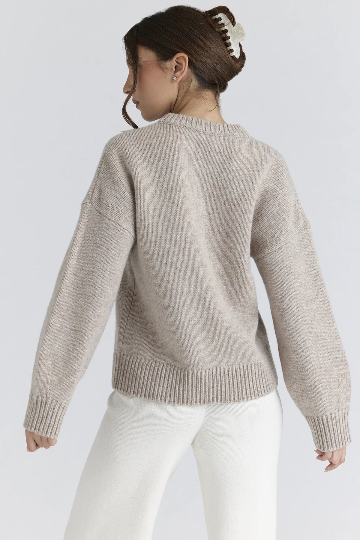 Bear Oatmeal Wool Chunky Knit Sweater