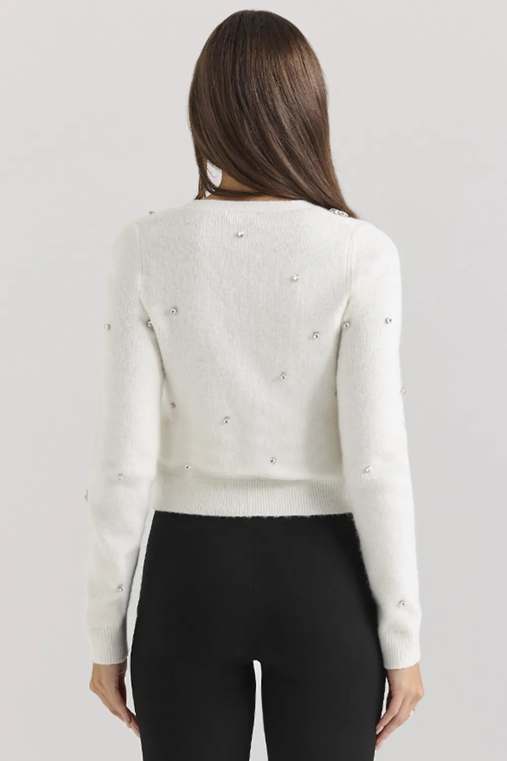 Beaubella Ivory Soft Mohair Embellished Cardigan