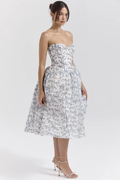 Bennett English Porcelain Print Strapless Sundress