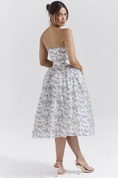 Bennett English Porcelain Print Strapless Sundress
