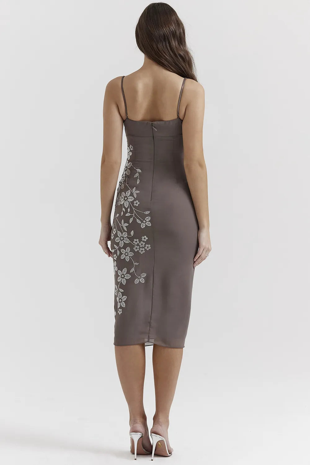 Blanca Smoke Crystal Embellished Midi Dress