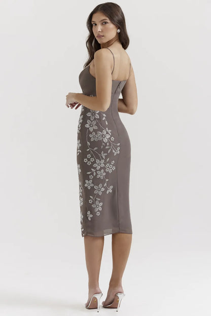 Blanca Smoke Crystal Embellished Midi Dress