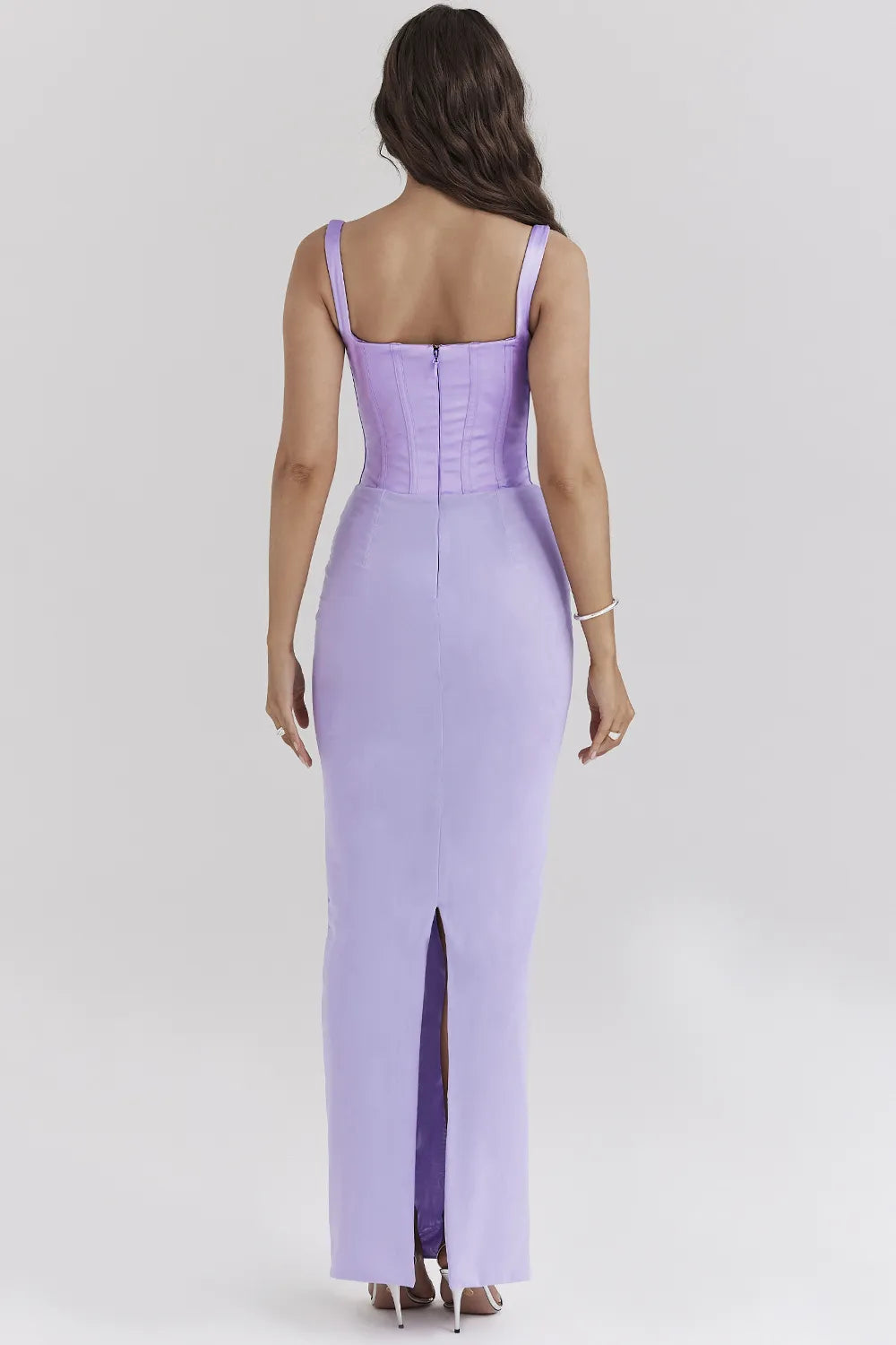 Breeze Orchid Satin Corset Maxi Dress