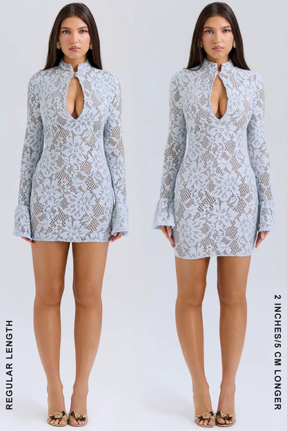 Brianna Bluebell Keyhole Lace Mini Dress