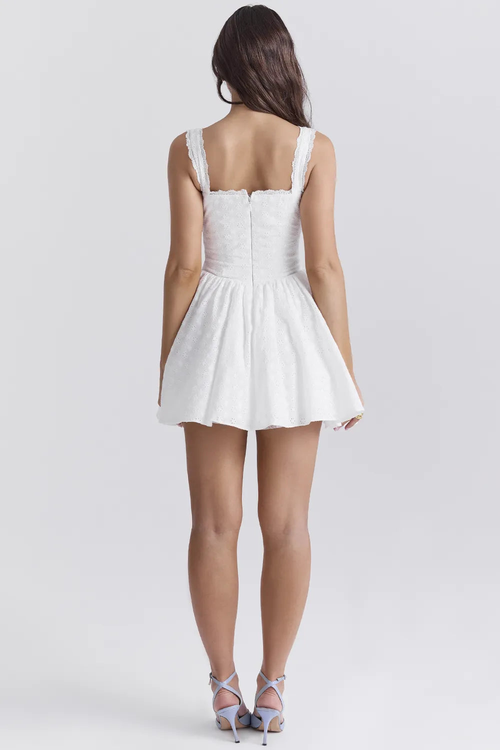 Brigitte White Cotton Broderie Anglais Corset Mini Dress