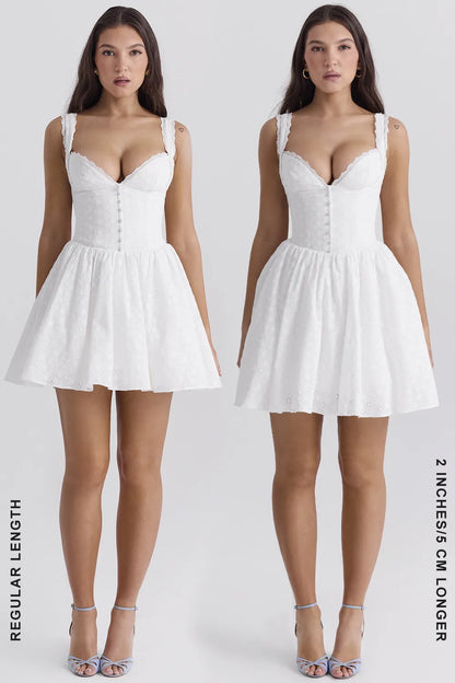 Brigitte White Cotton Broderie Anglais Corset Mini Dress