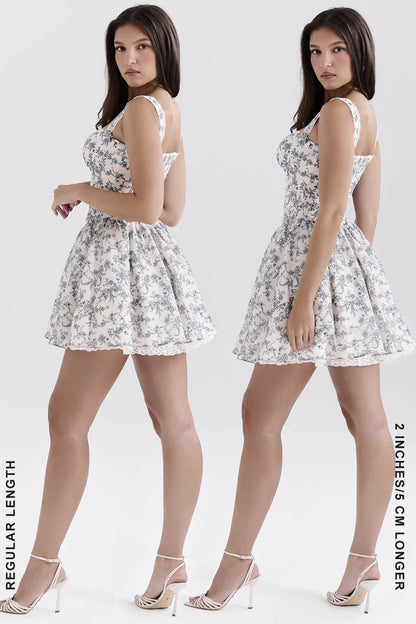 Brigitte English Porcelain Print Corset Mini Dress