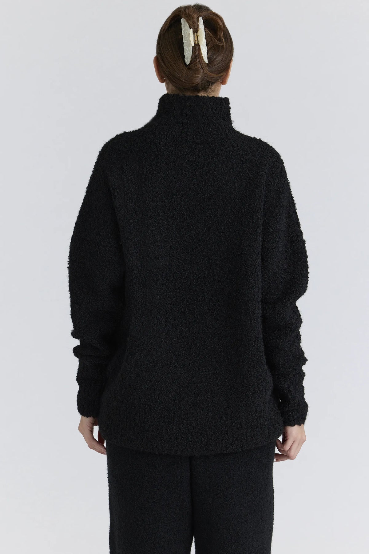 Brooklyn Black Wool Boucle Knit Sweater