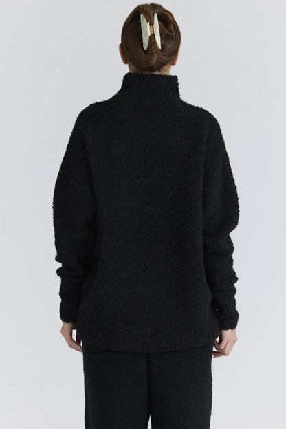 Brooklyn Black Wool Boucle Knit Sweater