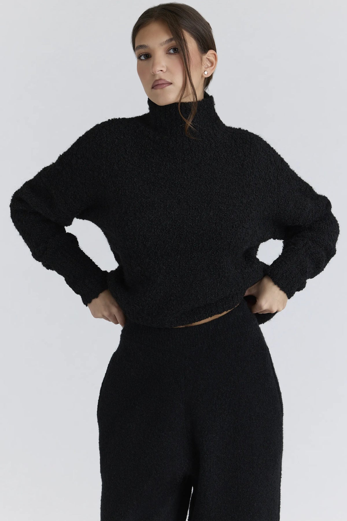 Brooklyn Black Wool Boucle Knit Sweater