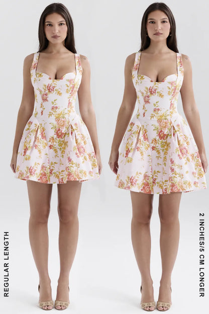 Bunny Peach Poppy Print Twill Mini Dress