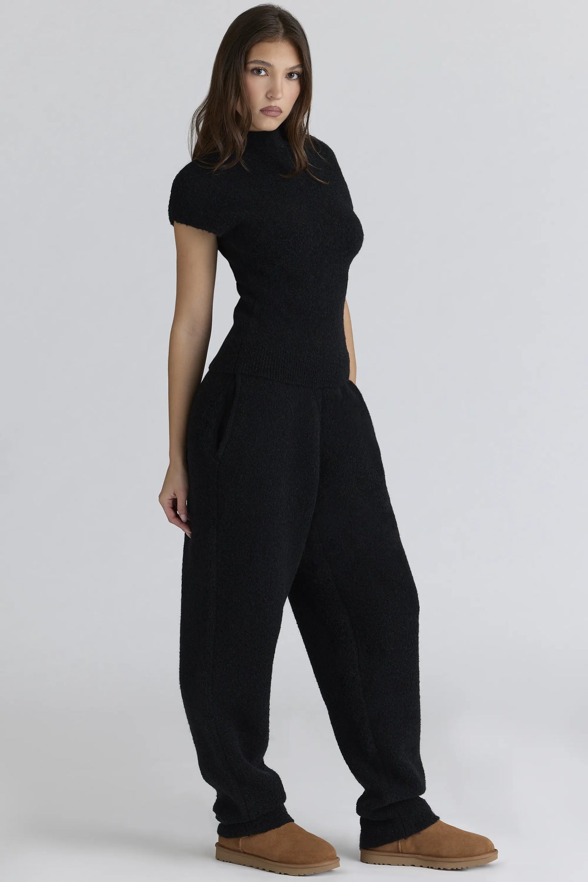 Caia Black Wool Boucle Knit Top