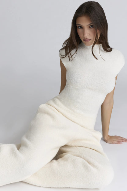 Geena Ivory Wool Boucle Knit Trousers