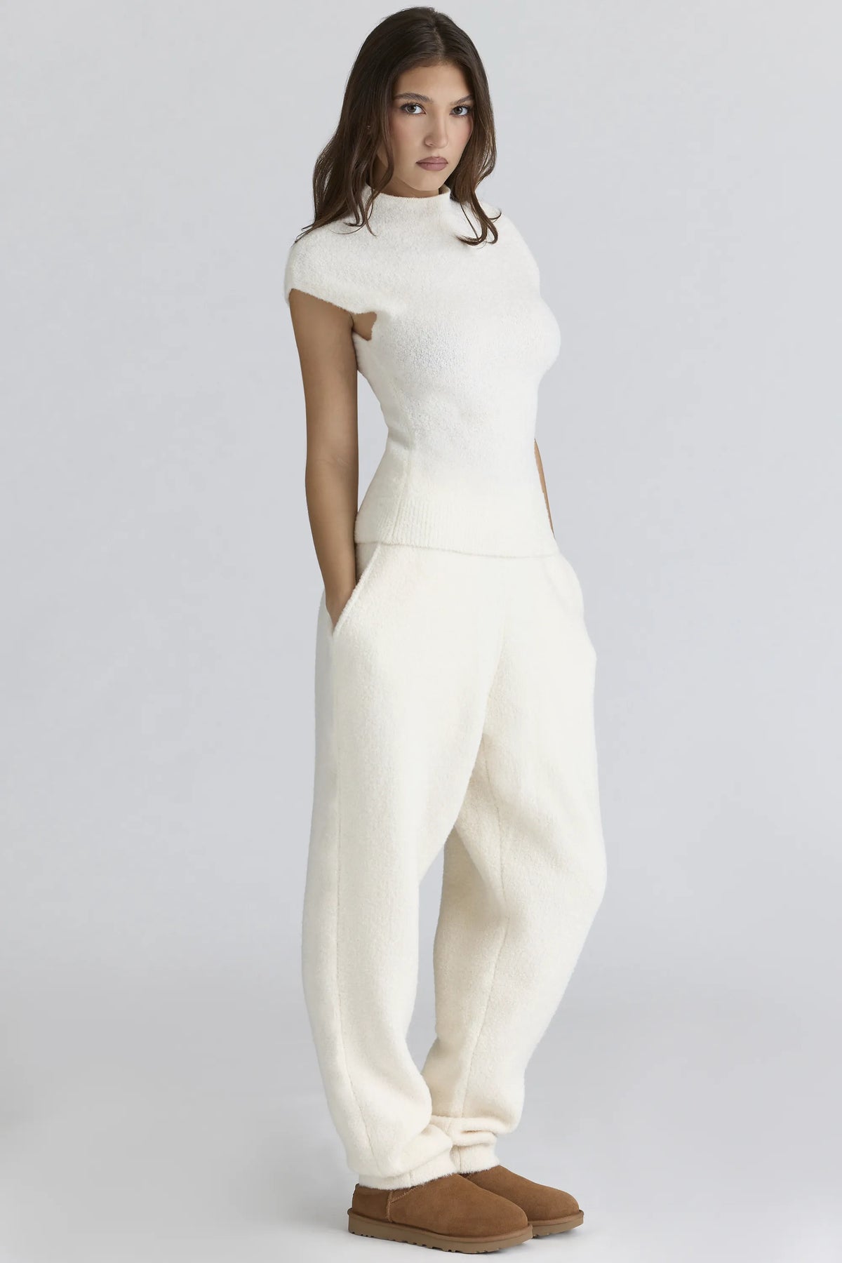 Geena Ivory Wool Boucle Knit Trousers