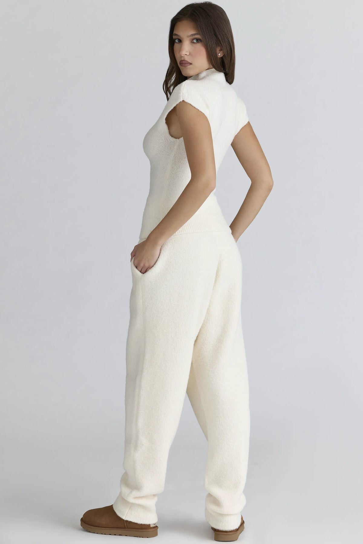 Geena Ivory Wool Boucle Knit Trousers