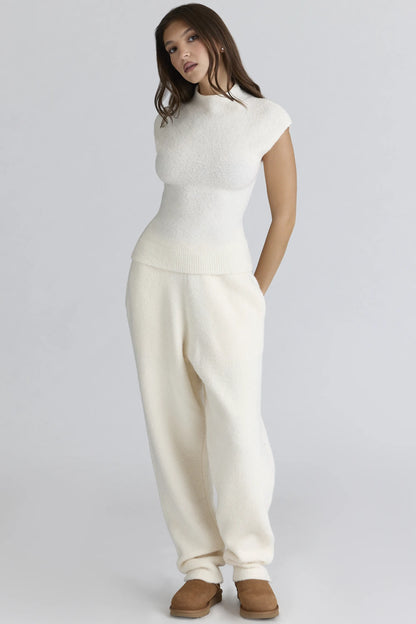 Caia Ivory Wool Boucle Knit Top