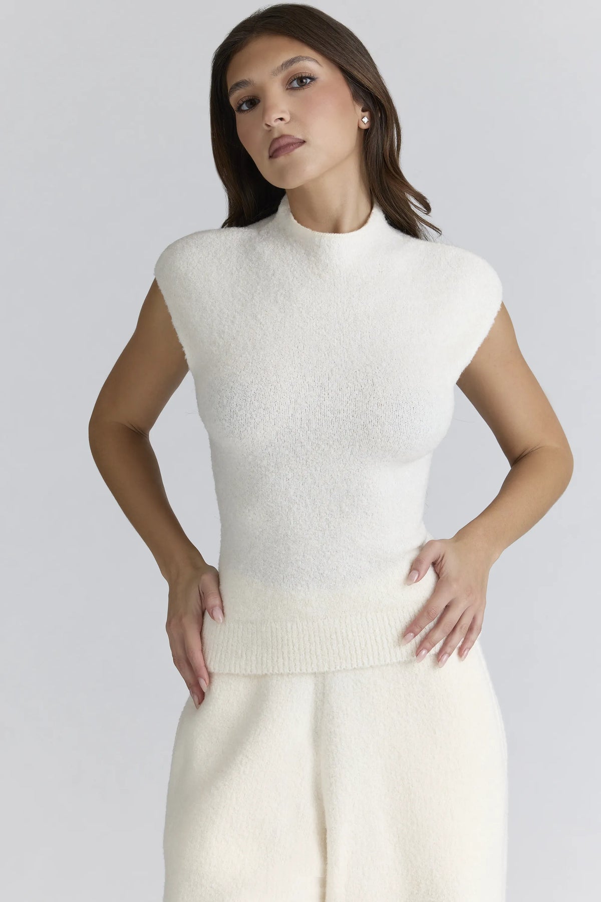 Caia Ivory Wool Boucle Knit Top
