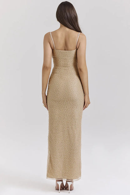 Calla Seapearl Embellished Maxi Dress