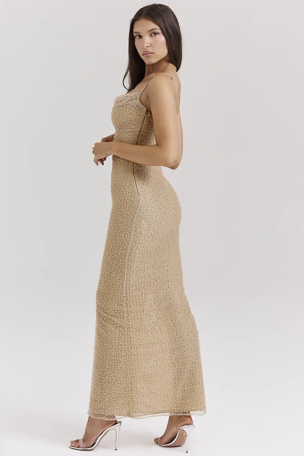 Calla Seapearl Embellished Maxi Dress