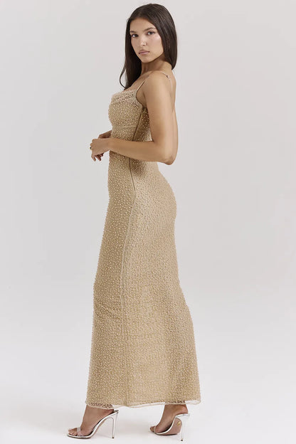 Calla Seapearl Embellished Maxi Dress
