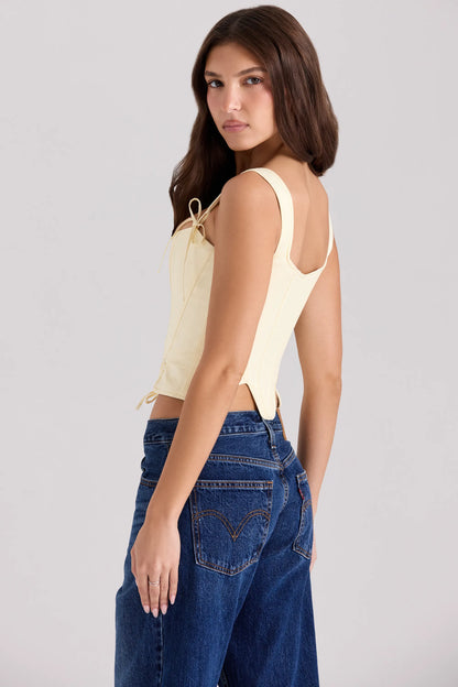 Callie Lemon Rose Print Reversible Cotton Corset Top