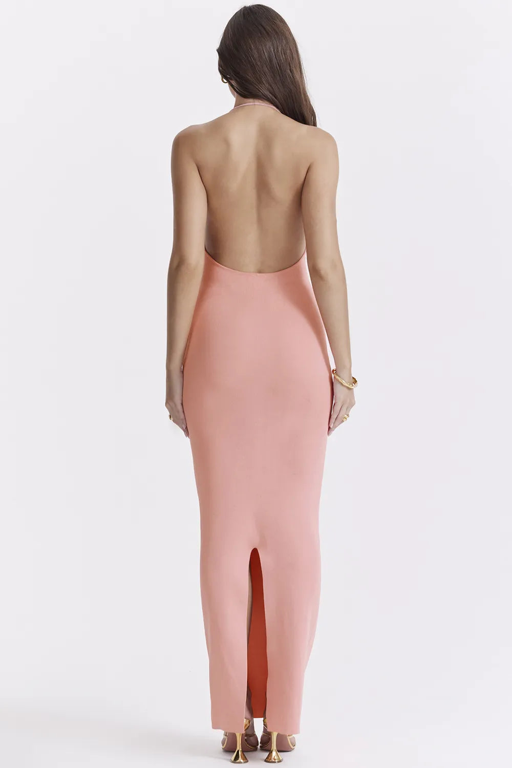 Camelia Apricot Plunge Maxi Dress