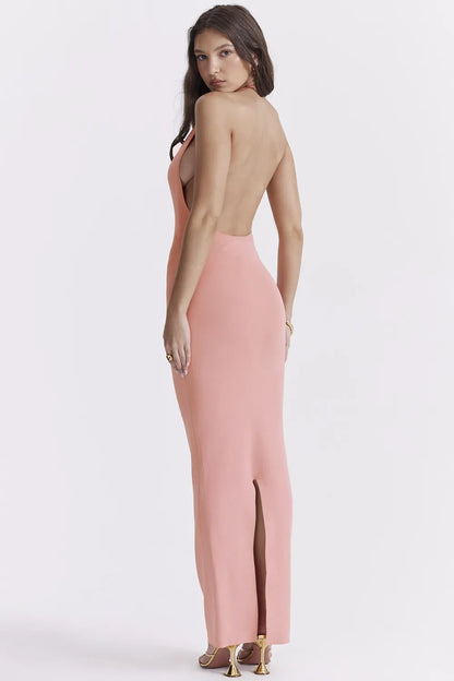 Camelia Apricot Plunge Maxi Dress