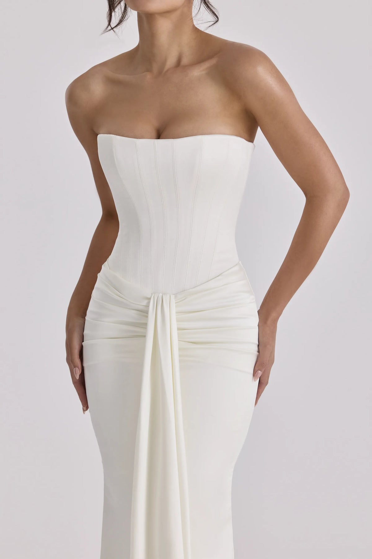 Camellia Ivory Strapless Satin Bridal Gown